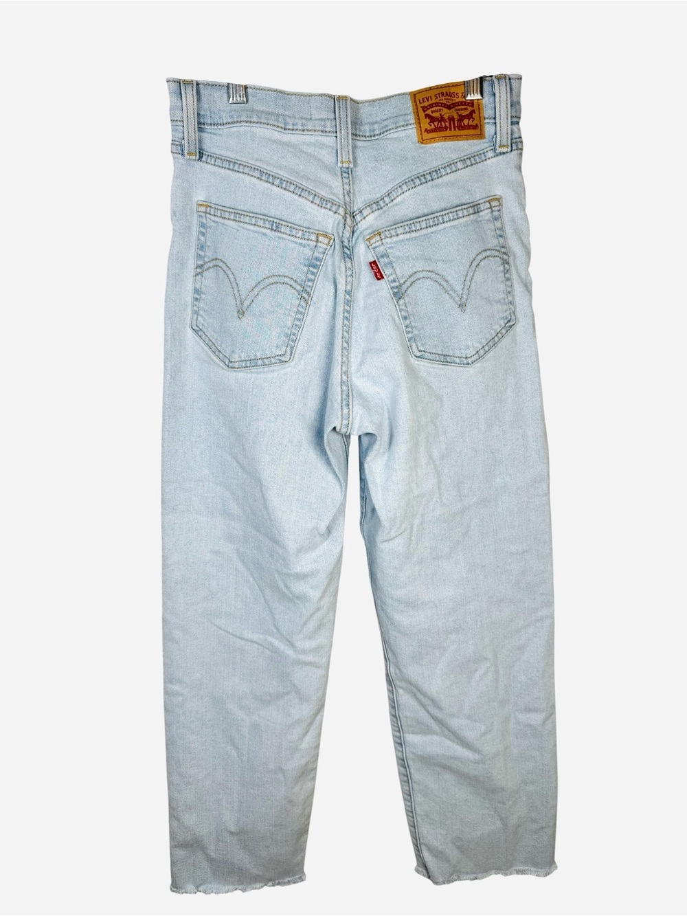 Levi’s Ribcage Straight Raw Hem Jeans Light Wash Women’s 26 Ankle - Picture 4 of 12